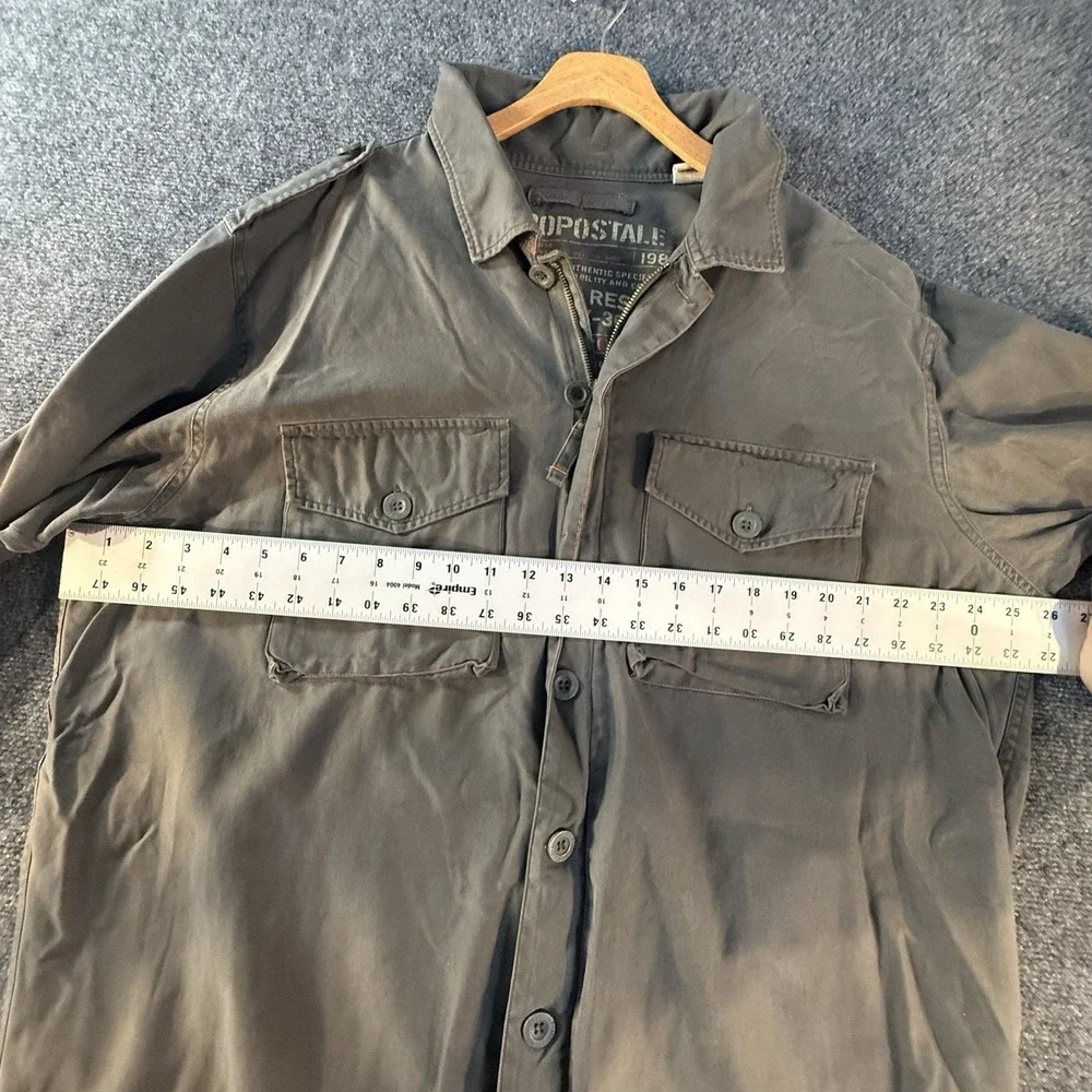 Aeropostale Mens XL Vintage Y2K Military Utility Shirt Jacket Shacket Olive Drab